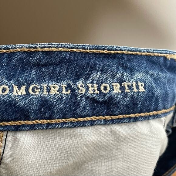 AMERICAN EAGLE distressed cutoff tomgirl shortie jean shorts size 2 - Picture 4 of 5